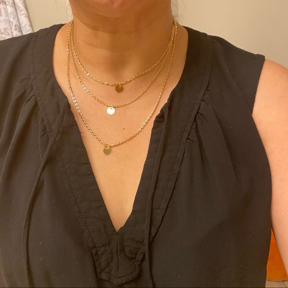 Boho 3 strands mini coin necklace
